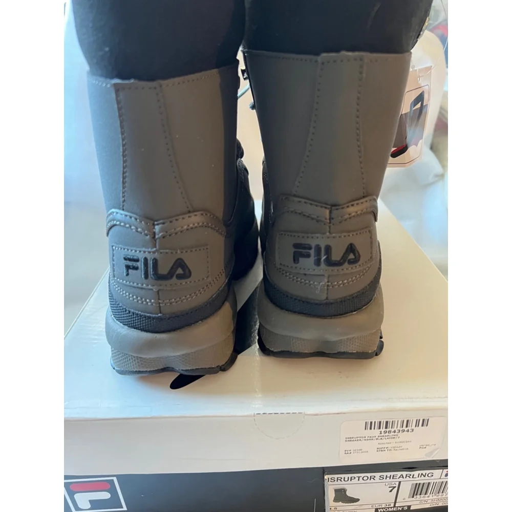 NIB Fila Disruptor Shearling Sneakers Boots Women size 7 Brown/Black